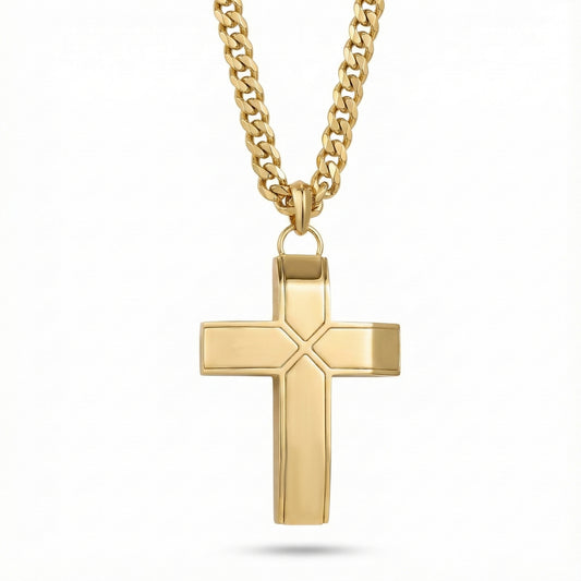Alison Mariot Creed cross pendant in 316L steel with 18K gold PVD