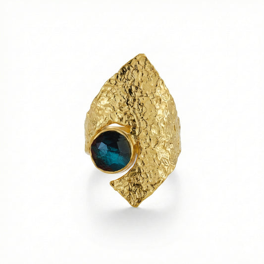 Alison Mariot Pelagia ring in 18K gold vermeil with natural London blue topaz