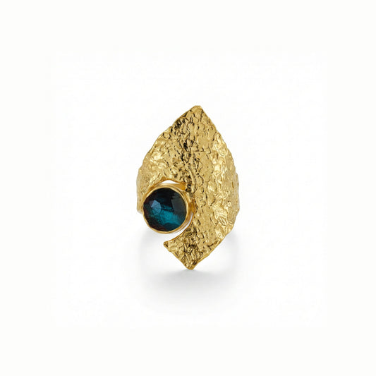 Alison Mariot Pelagia ring in 18K gold vermeil with natural London blue topaz