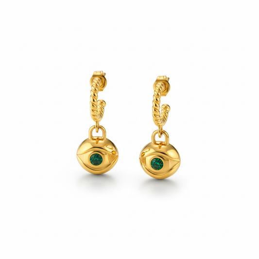 Green Evil Eye Earrings