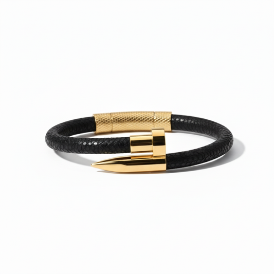 Alison Mariot bracelet in genuine black stingray leather with 18K gold PVD clasp