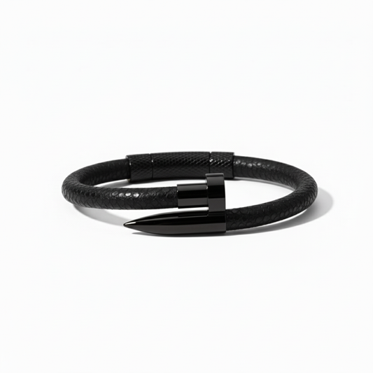 Alison Mariot bracelet in genuine black stingray leather with black rhodium clasp
