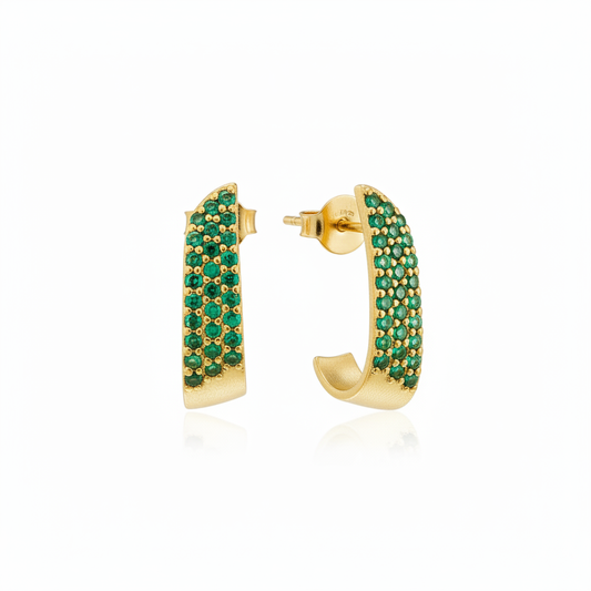 Alison Mariot Ephyra earrings in 18K gold vermeil with green Swarovski crystals