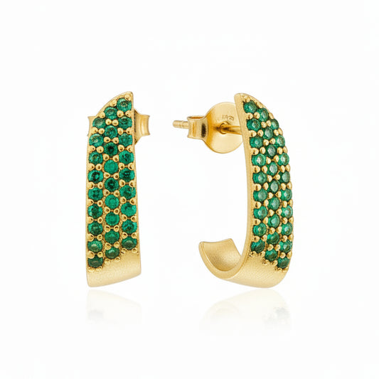 Alison Mariot Ephyra earrings in 18K gold vermeil with green Swarovski crystals