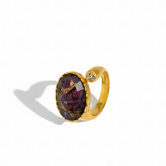 Alison Mariot Ametra ring in 18K gold vermeil with natural amethyst copper