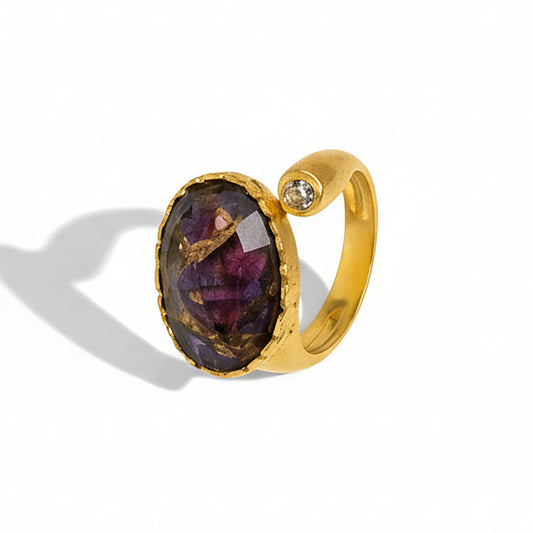 Alison Mariot Ametra ring in 18K gold vermeil with natural amethyst copper