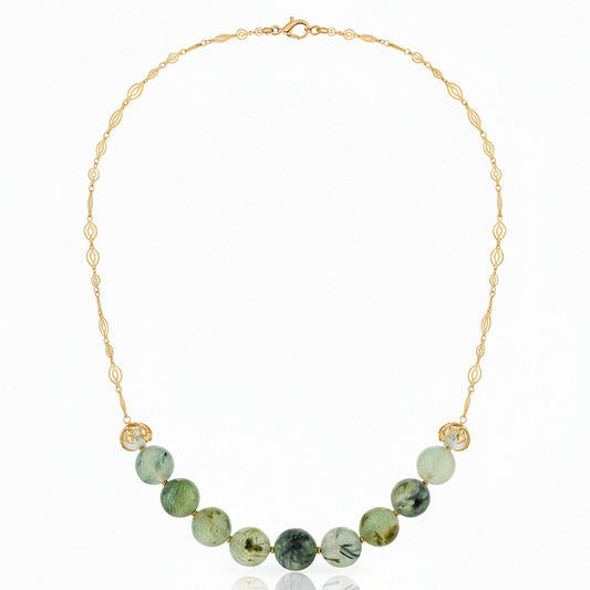 Alison Mariot Althea necklace in 18K gold vermeil with natural prehnite