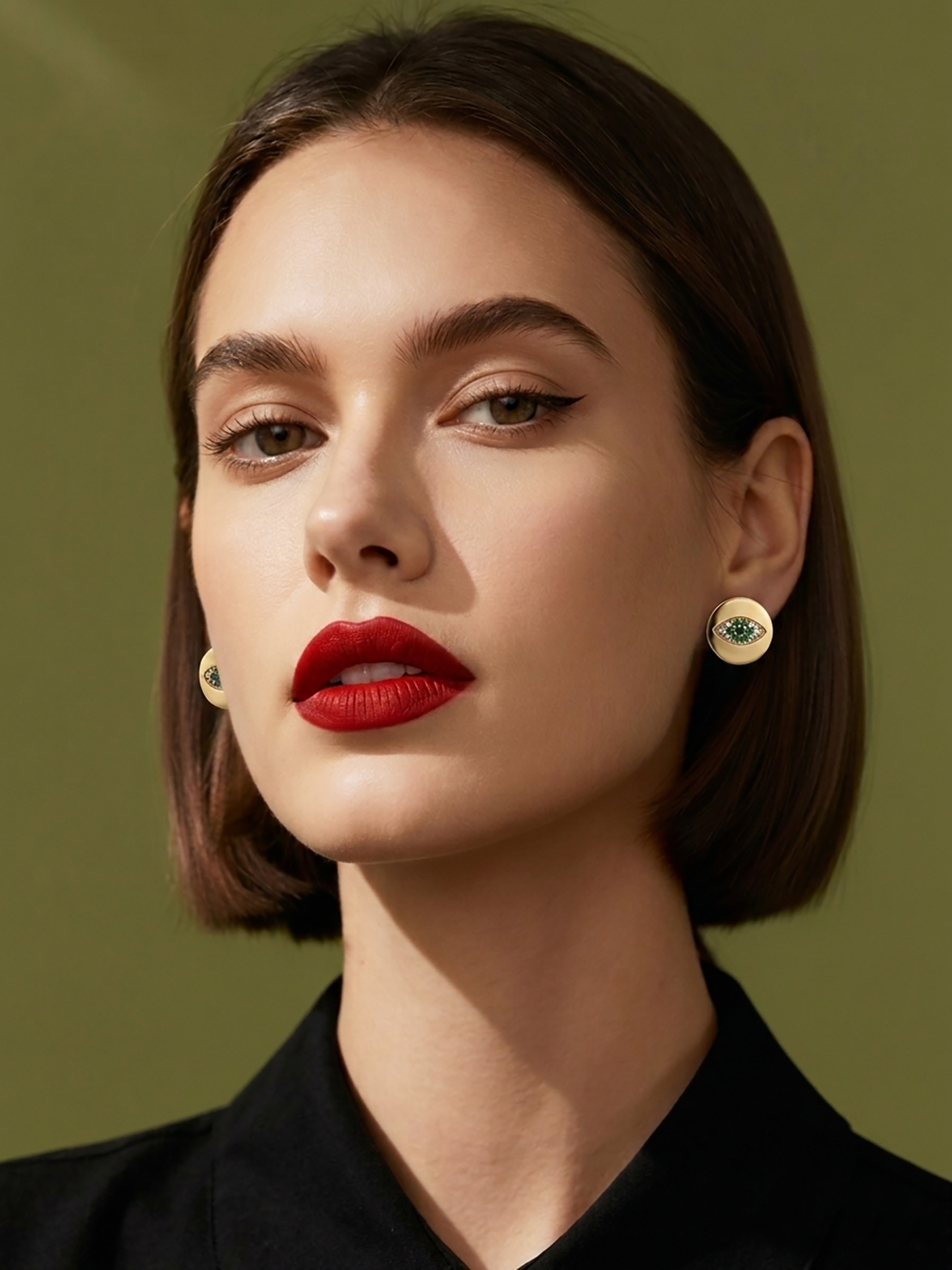 Emerald Evil Eye Earrings