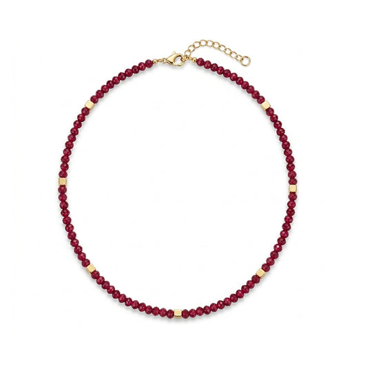 Alison Mariot Kallisti necklace in 18K gold vermeil with natural red jade