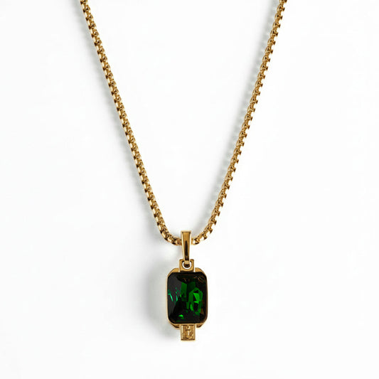 Alison Mariot Elaine necklace in 316L steel with 18K gold PVD and natural green fluorite