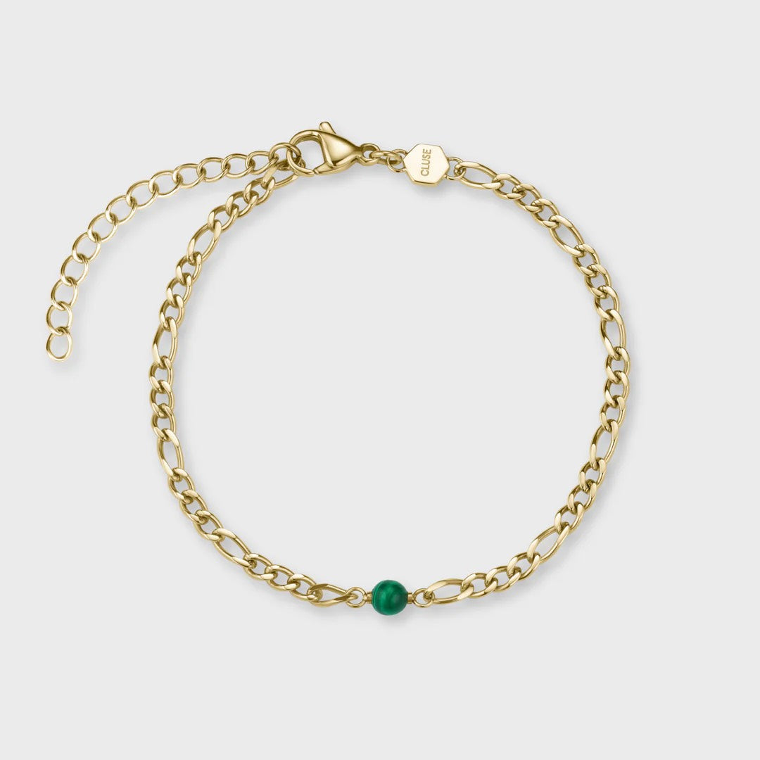Gift Box Gracieuse Watch Steel Forest Green & Malachite Bracelet, Gold Colour