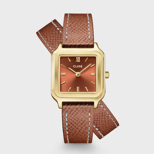 Gracieuse Petite Watch Double Leather, Nutshell, Gold Colour