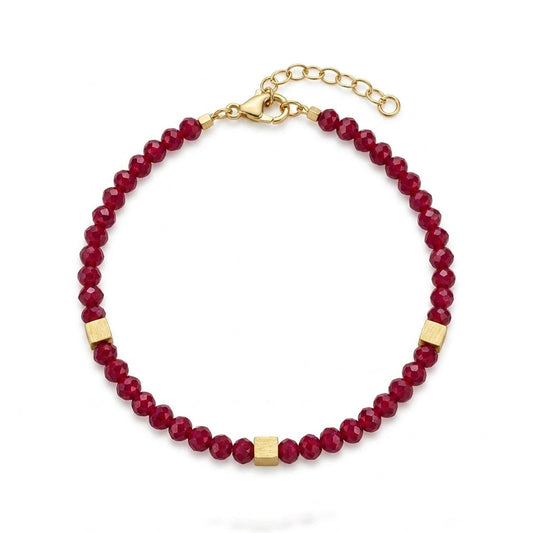 Alison Mariot Kallisti bracelet in 18K gold vermeil with natural red jade