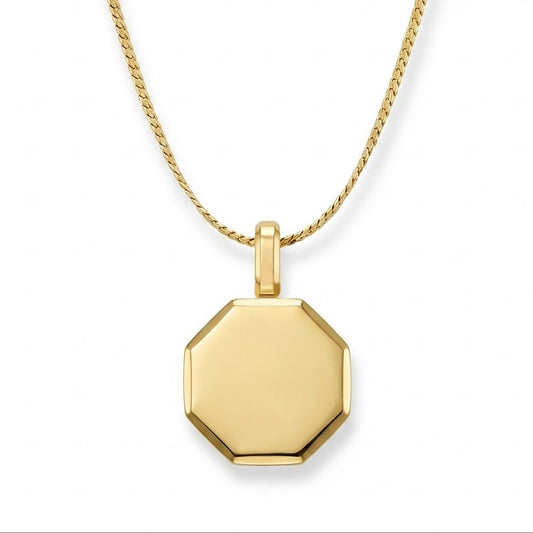 Alison Mariot engravable octagon pendant necklace in 18K gold vermeil