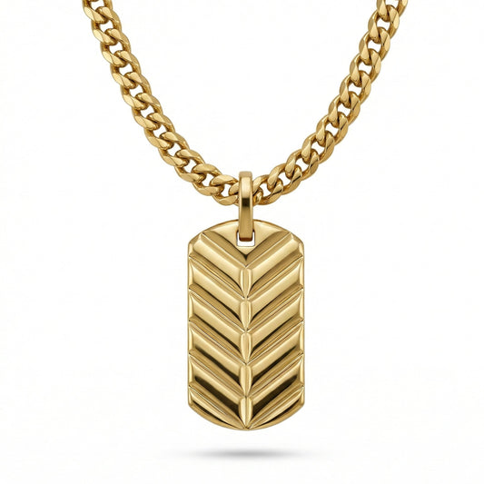 Alison Mariot engravable chevron pendant necklace in 18K gold vermeil