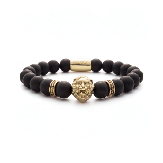 Alison Mariot Gold Matte Lion bracelet in 316L steel with 18K gold PVD finish — front view