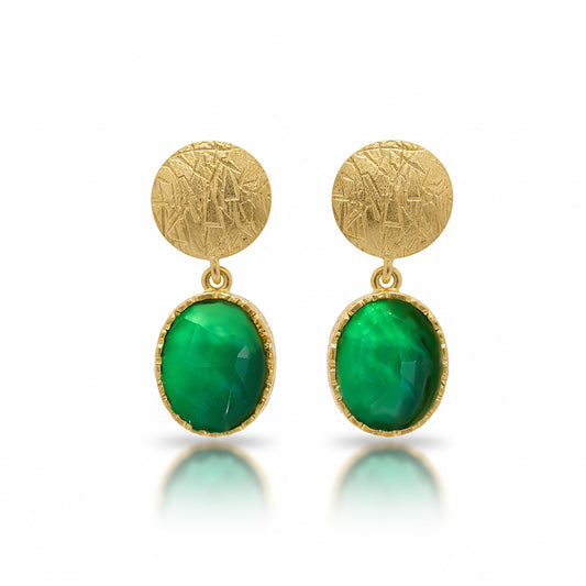 Alison Mariot Olenia earrings in 18K gold vermeil with natural green apatite