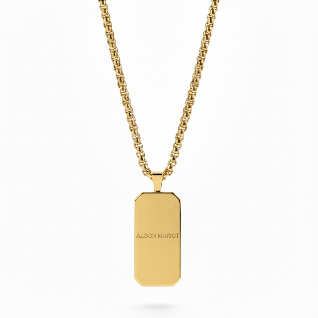 Box Chain Necklace (Aquamarine Stone)