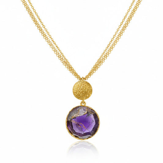 Alison Mariot Ametra necklace in 18K gold vermeil with natural amethyst copper
