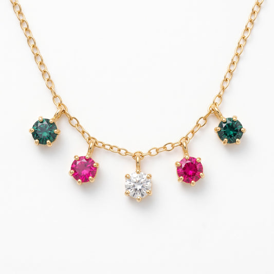 Alison Mariot THALIA necklace — close-up of the claw-set natural stones