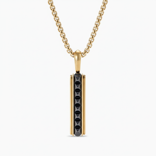 Alison Mariot Pyramid Path pendant necklace in 316L steel with black Swarovski crystals