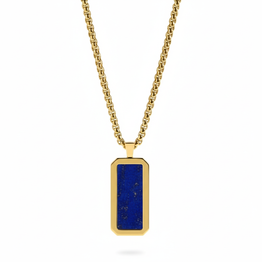 Box Chain Necklace (Lapis Lazuli Stone)