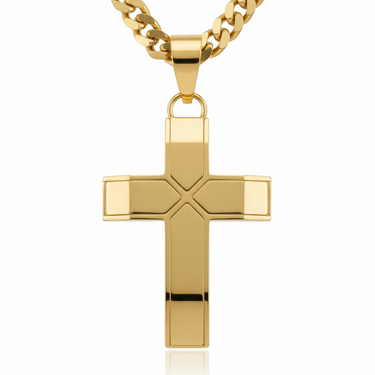 Gold Creed Cross Pendant