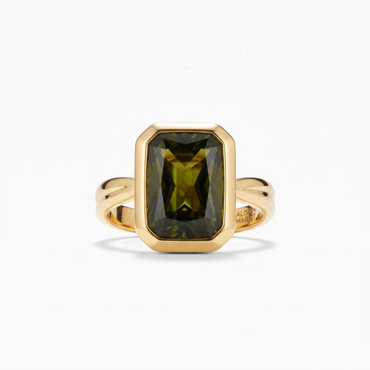 Alison Mariot VERDÉA ring in 18K gold vermeil with natural green tourmaline