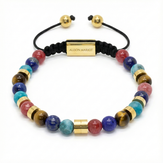 Alison Mariot beaded bracelet in natural rainbow jasper with 18K gold PVD