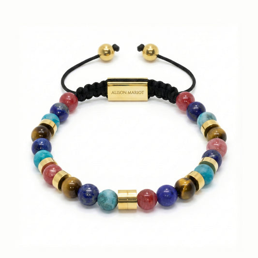 Alison Mariot beaded bracelet in natural rainbow jasper with 18K gold PVD