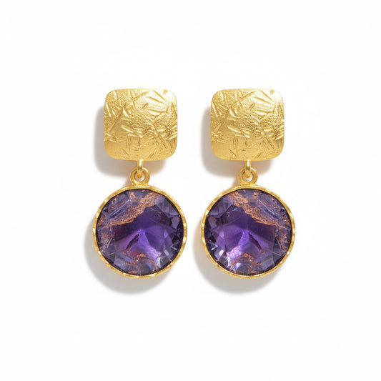 Alison Mariot Ametra earrings in 18K gold vermeil with natural amethyst copper