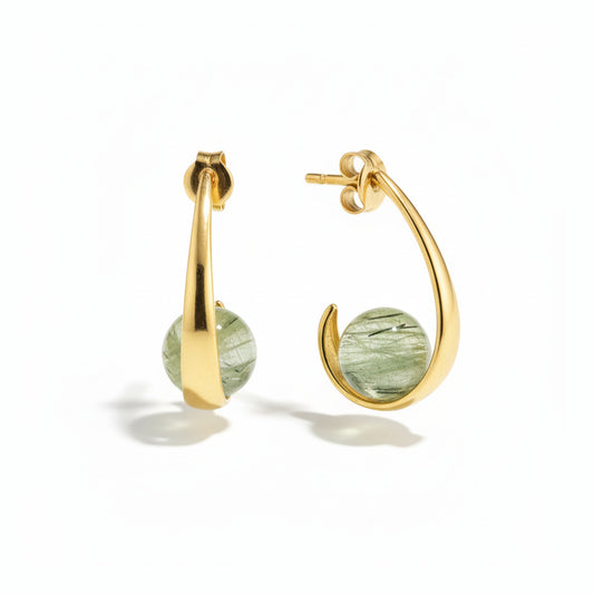 Alison Mariot Althea earrings in 18K gold vermeil with natural prehnite
