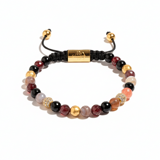 Alison Mariot beaded bracelet in natural Botswana agate, pink aventurine and lapis lazuli