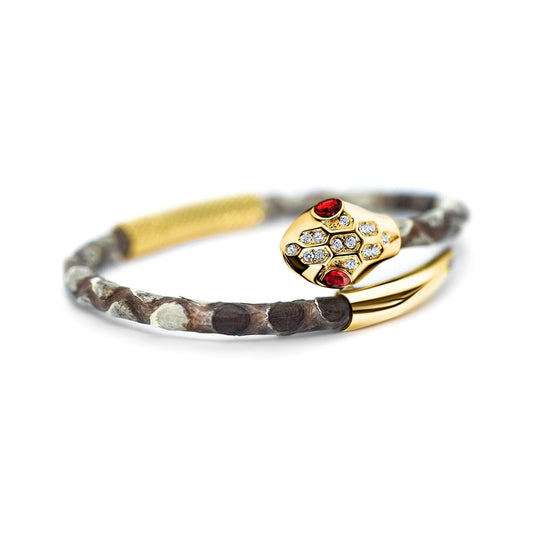 Alison Mariot bracelet in genuine grey python leather with 18K gold PVD clasp