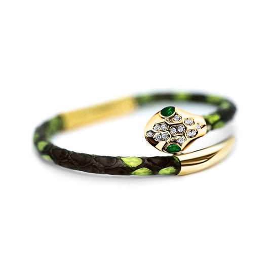 Alison Mariot bracelet in genuine green python leather with 18K gold PVD clasp