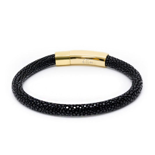 Alison Mariot bracelet in genuine black stingray leather with 18K gold PVD clasp