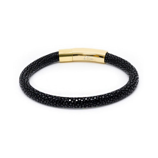 Alison Mariot bracelet in genuine black stingray leather with 18K gold PVD clasp