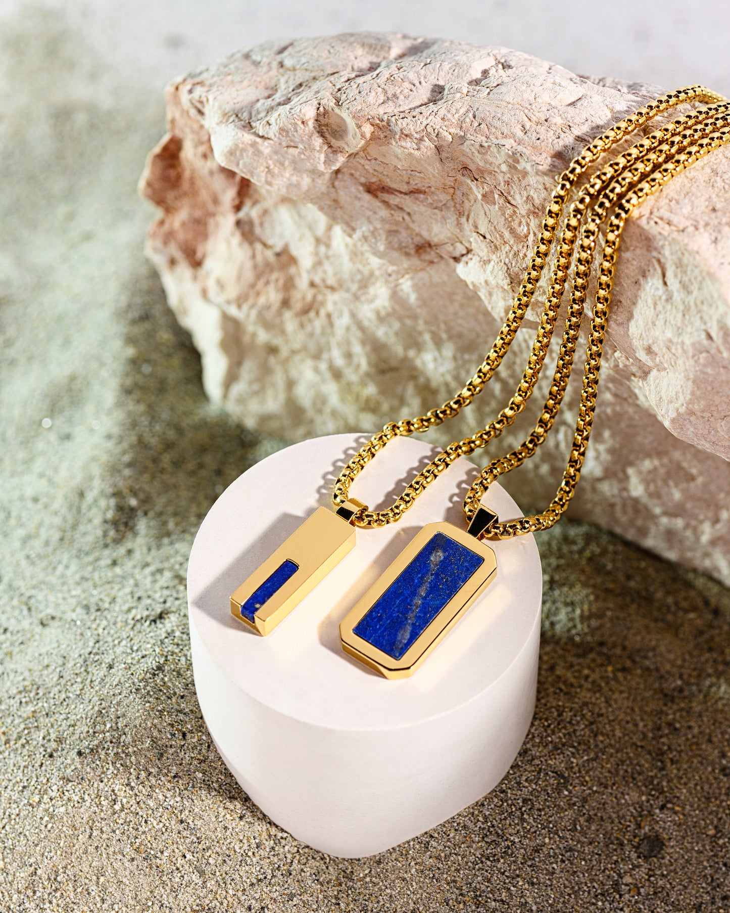 Box Chain Necklace (Lapis Lazuli Stone)