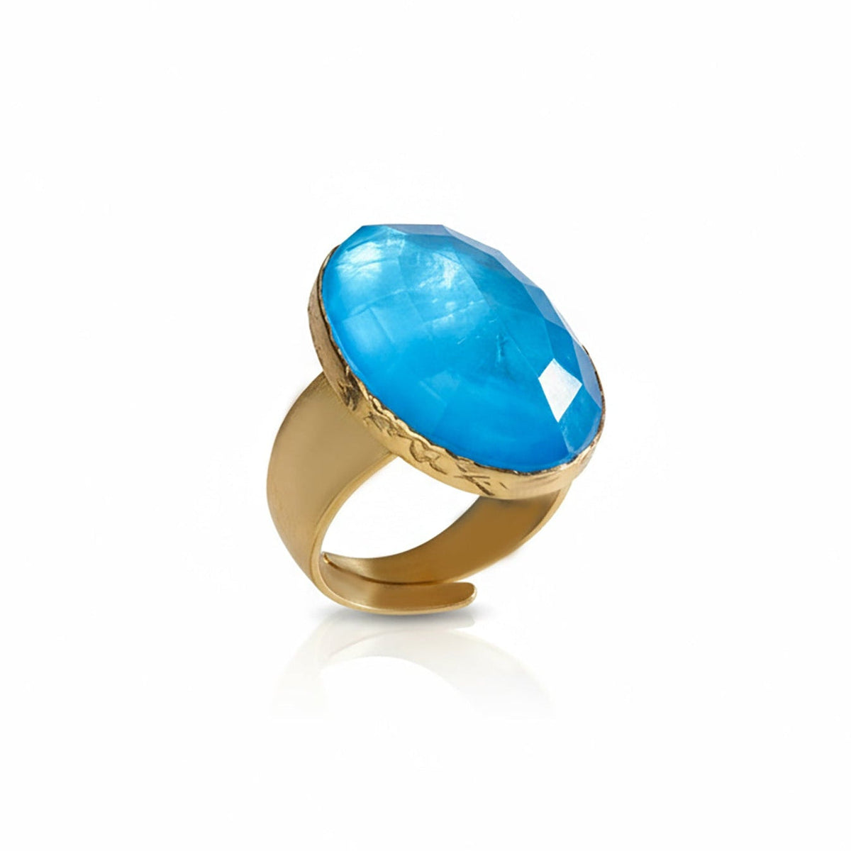 Alison Mariot Ione ring in 18K gold vermeil with mother of pearl, aquamarine and turquoise