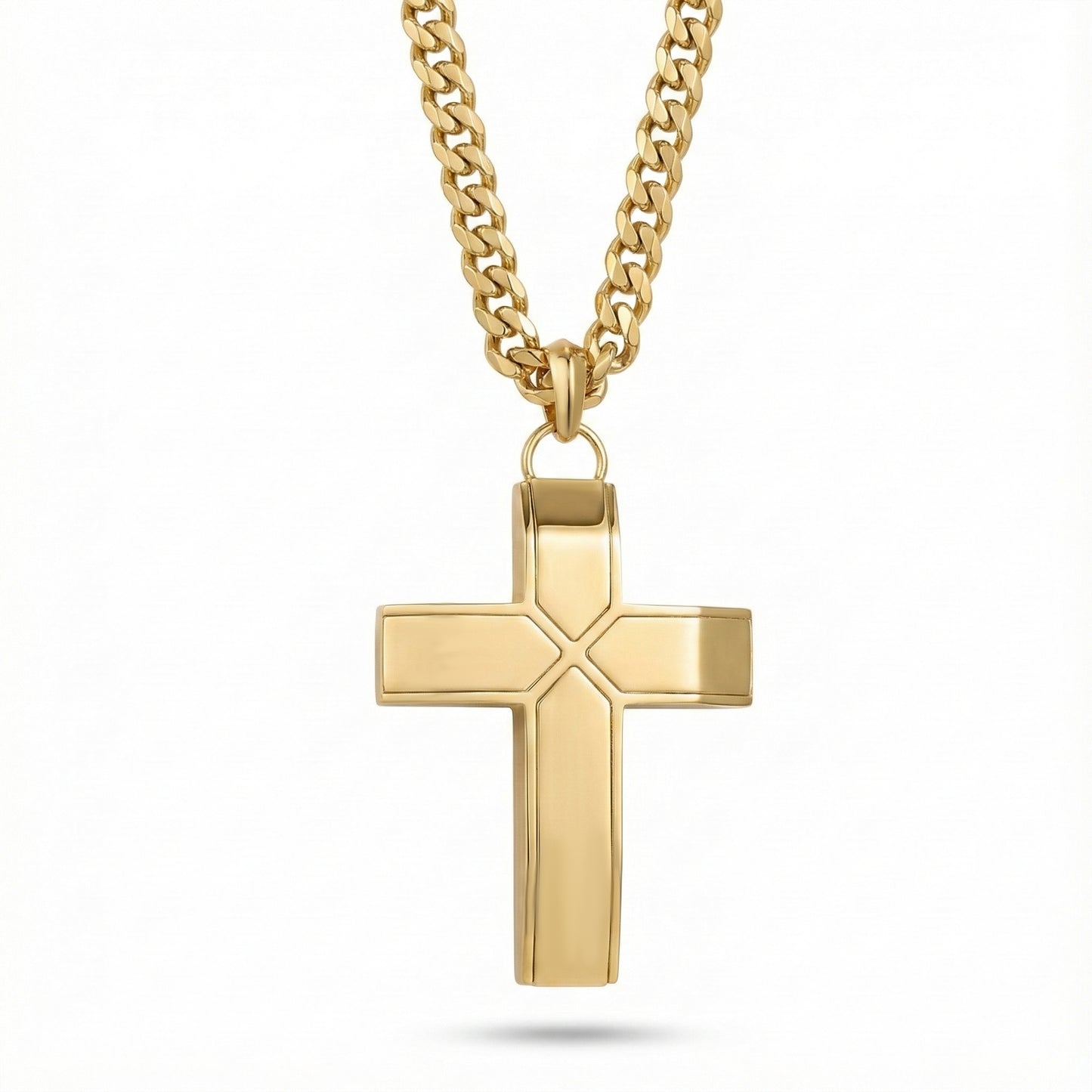 Gold Creed Cross Pendant