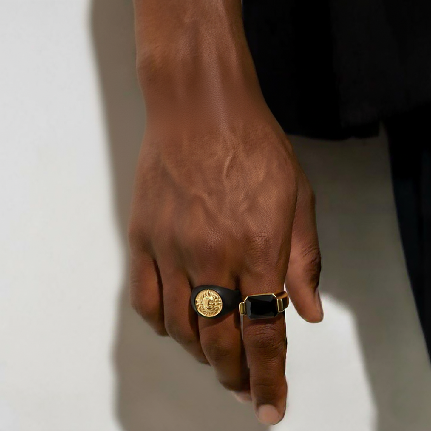 Gold & Black Lion Ring