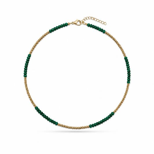 Alison Mariot Malaía necklace in 18K gold vermeil with natural malachite