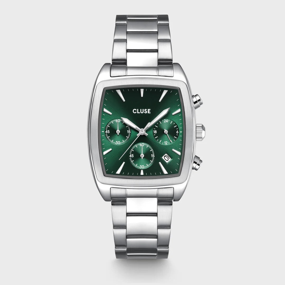 Quartaut Chrono Watch Steel, Green, Silver Colour