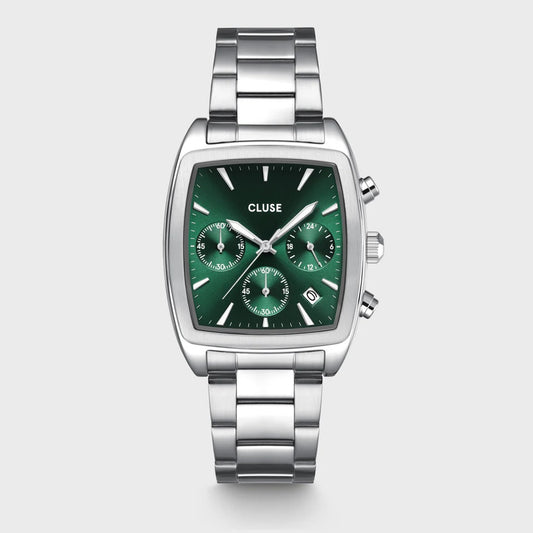 Quartaut Chrono Watch Steel, Green, Silver Colour