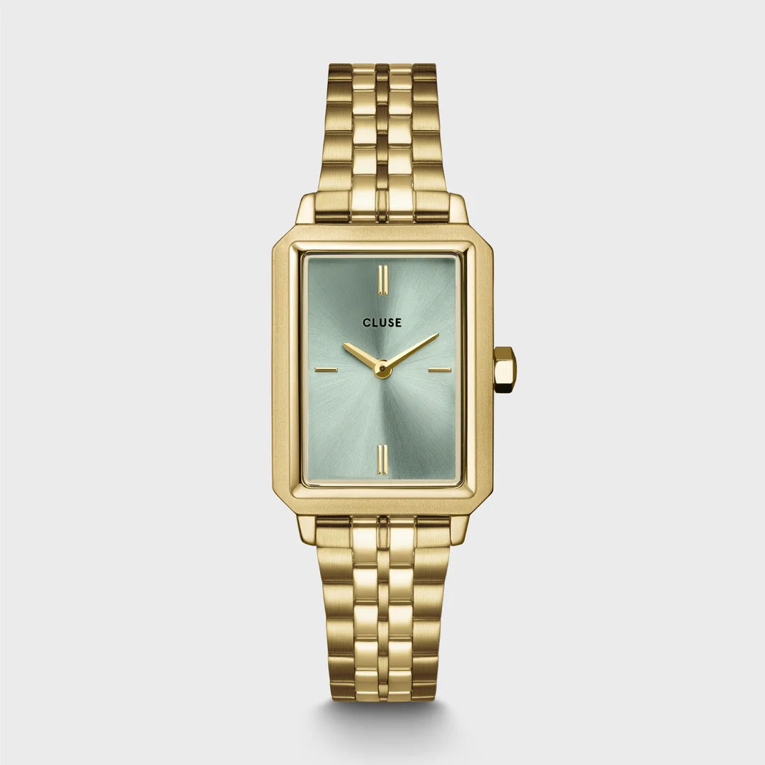 Fluette Watch Steel, Sage Green, Gold Colour