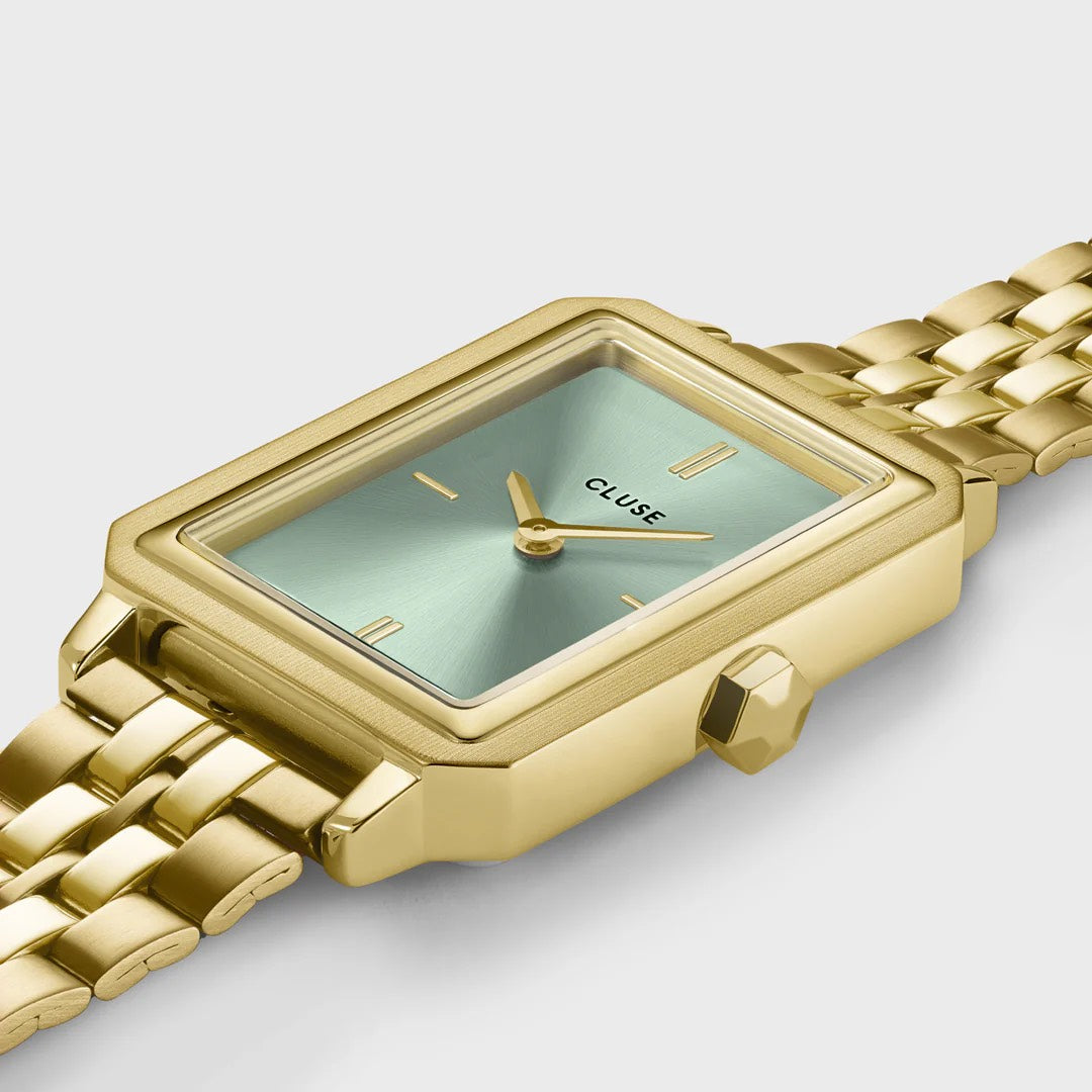 Fluette Watch Steel, Sage Green, Gold Colour