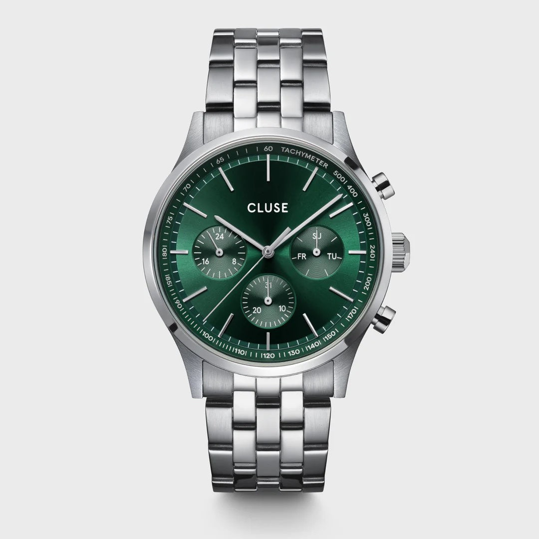 Anthéor Multifunction Watch Steel Green, Silver Colour