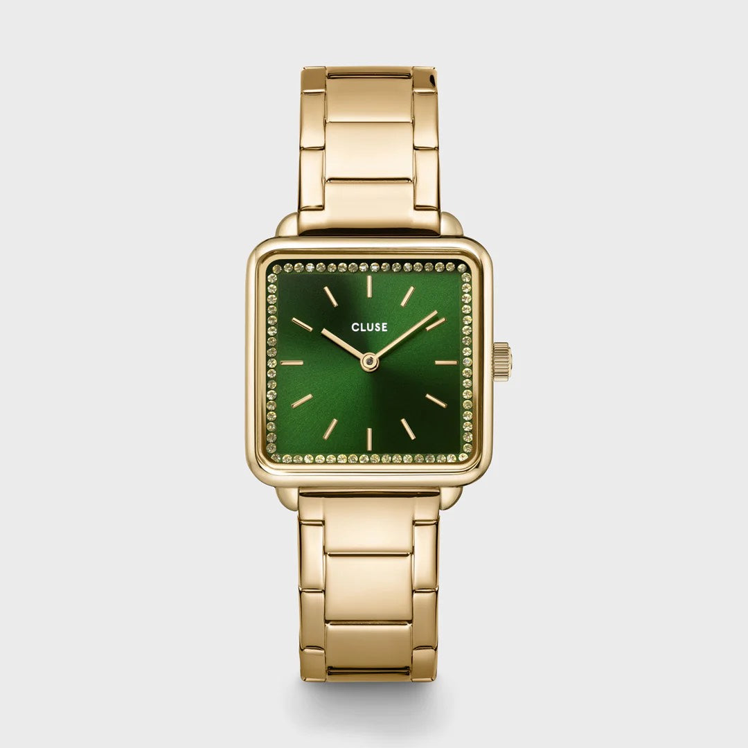 La Tétragone Watch Steel stones Green, Gold Colour