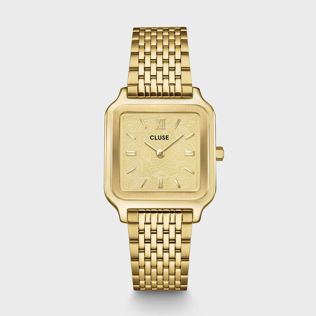 Gracieuse Watch Steel, Lace Textured, Gold Colour