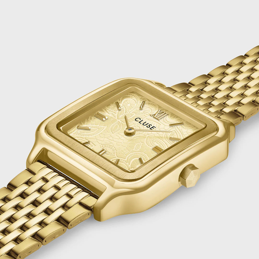 Gracieuse Watch Steel, Lace Textured, Gold Colour